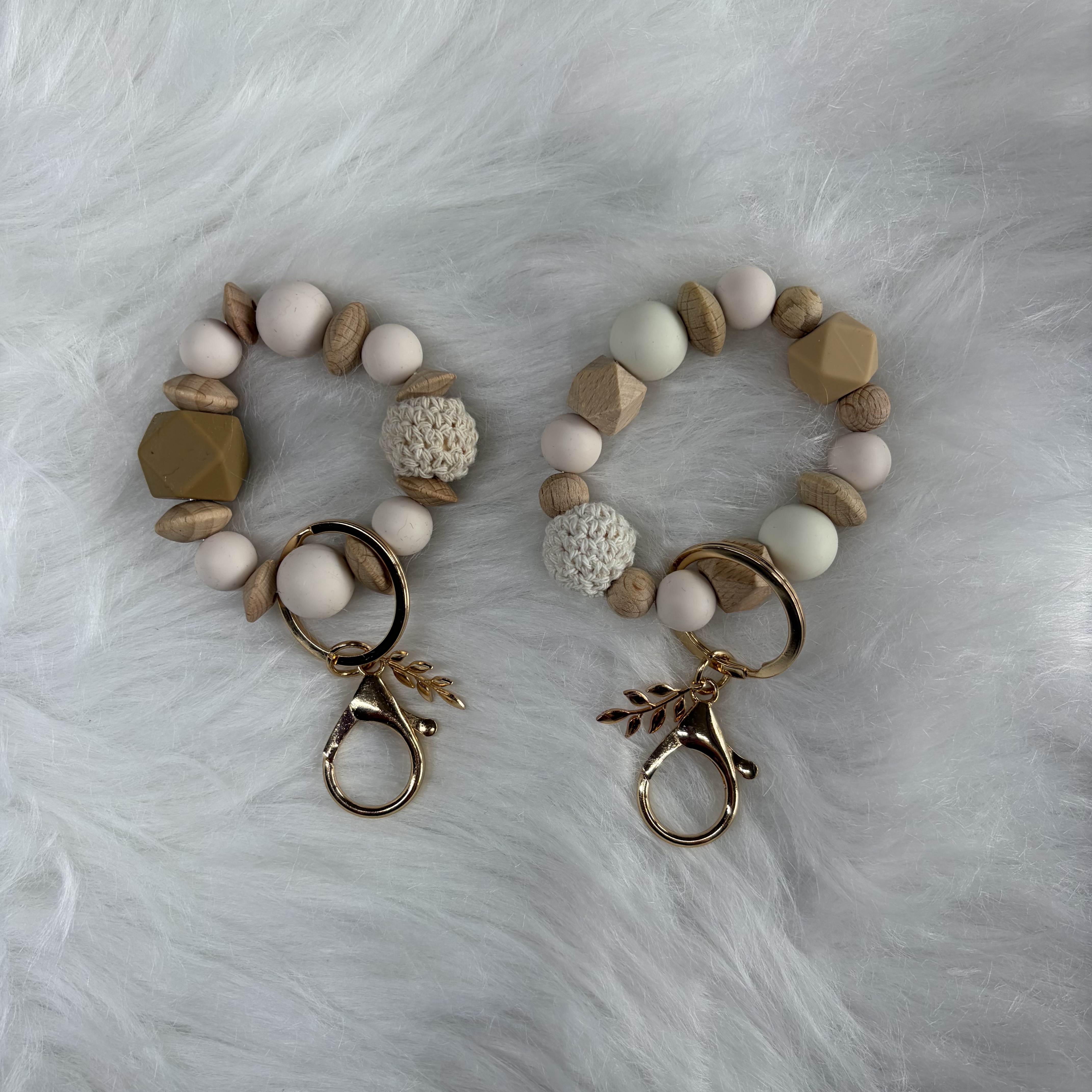 Schlüsselanhänger rund Beige